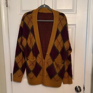 Vintage Argyle Cardigan Sweater